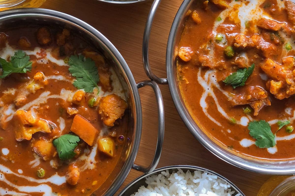 Illustrative vegetarian curry dishes