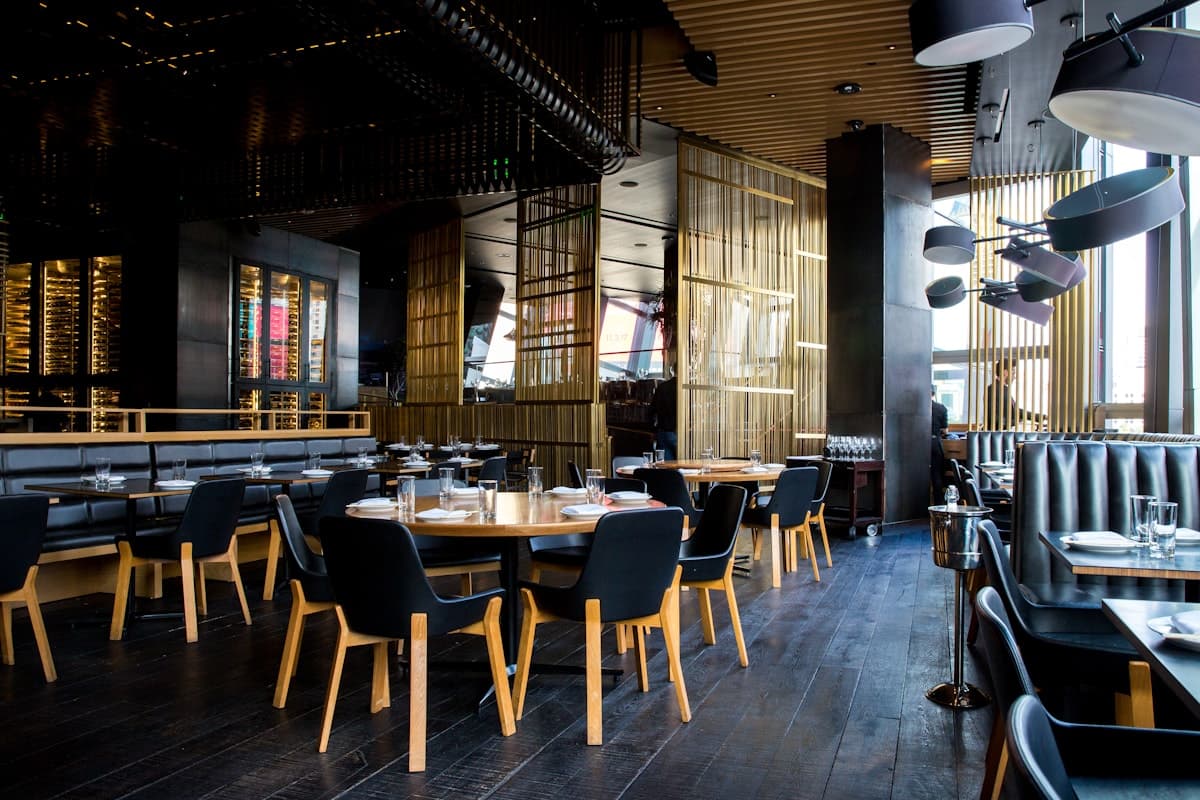 Illustrative modern restaurant dining room